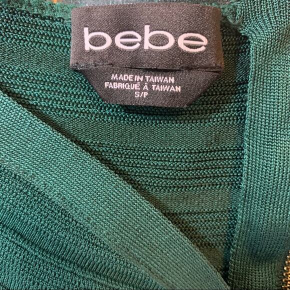 Bebe Green Off the Shoulder Bondage Dress-S/P - Picture 6 of 8